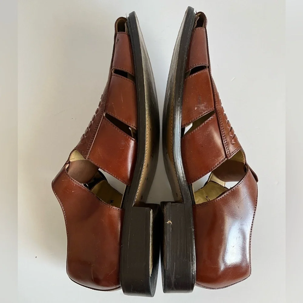 Stacy Adams Brown Leather Buckle Strap Sandals Size 11 M